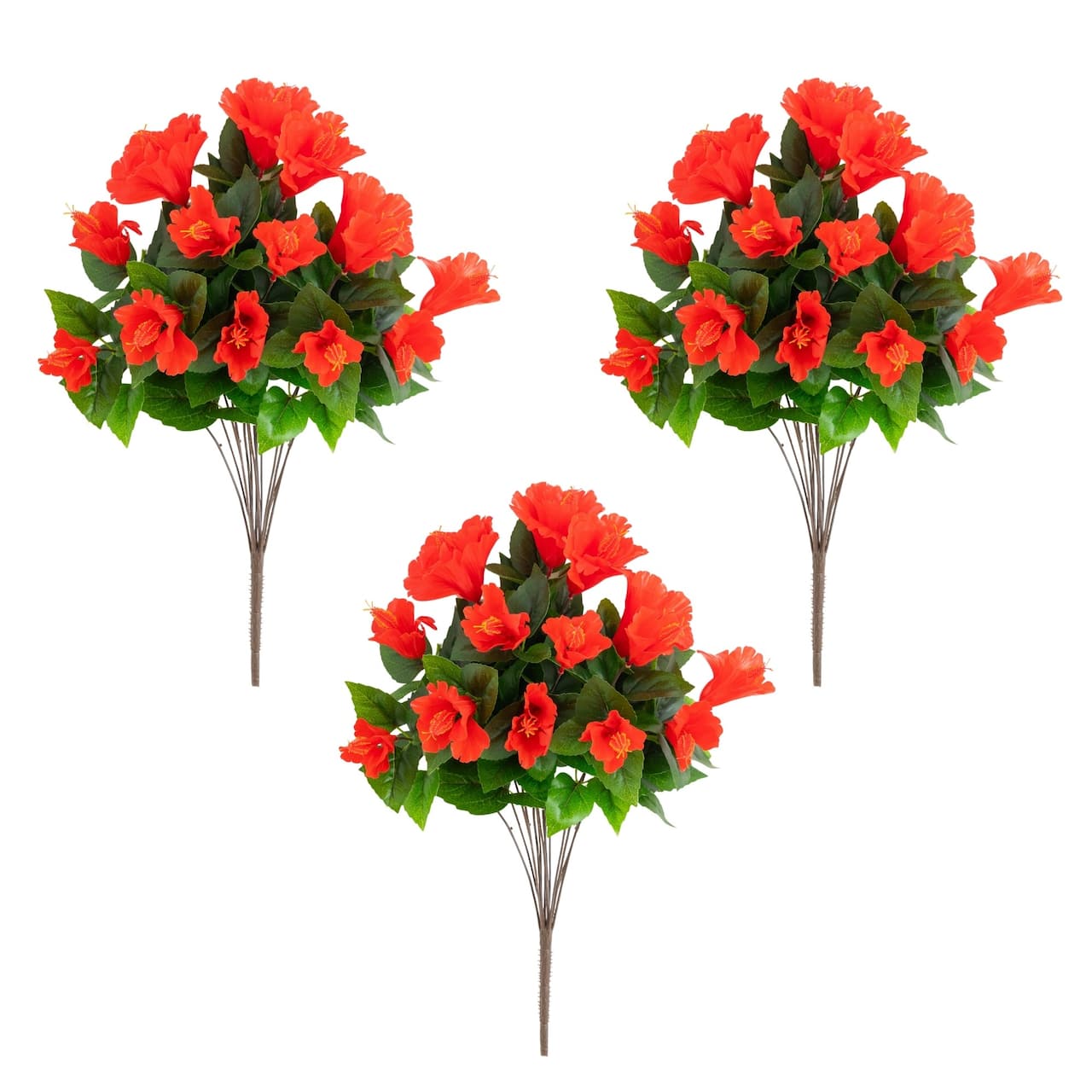 19" UV Resistant Artificial Hibiscus Bushes, 3ct.
